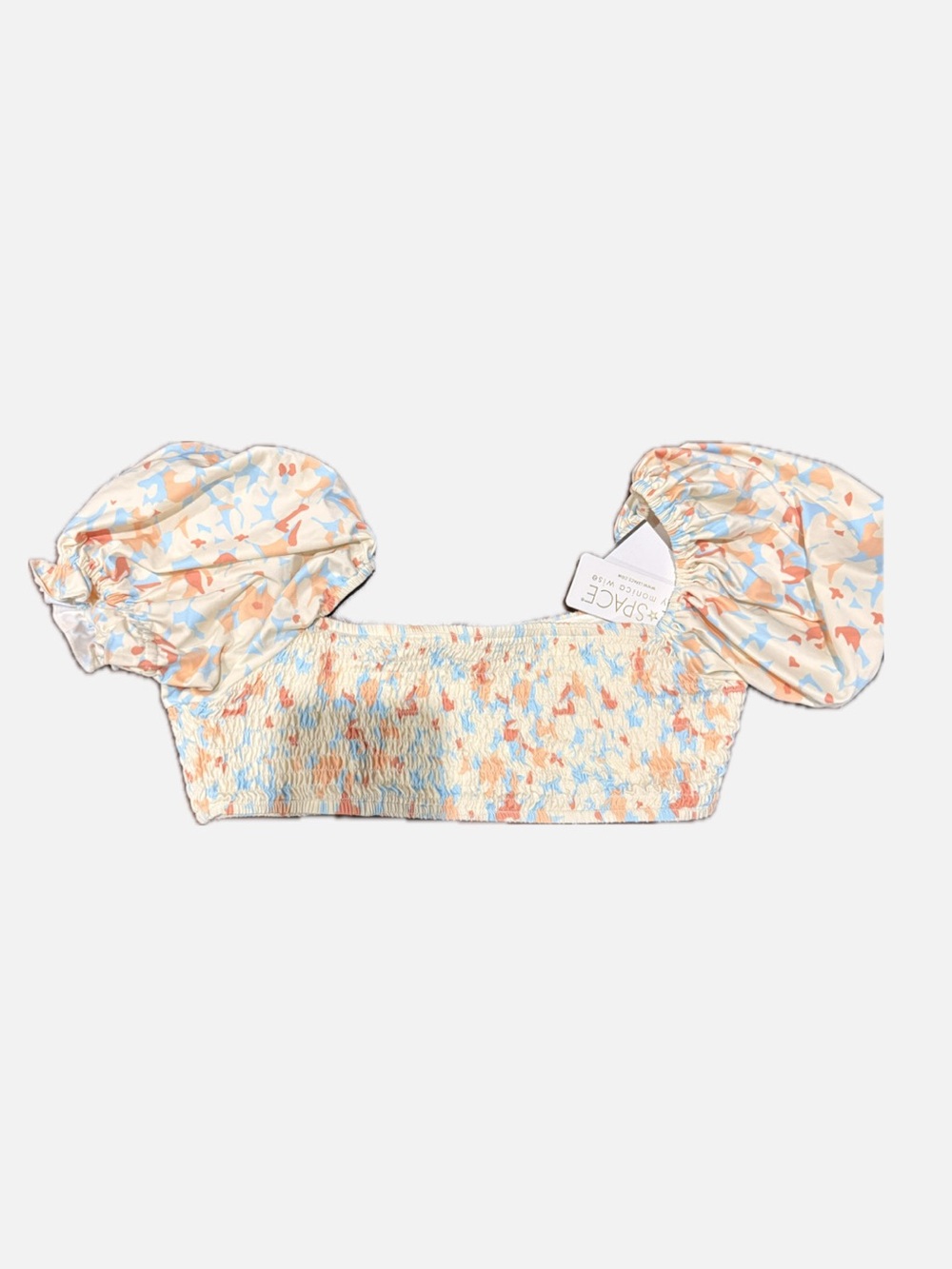 l*space Peach, Light Blue & Cream Smocked Bikini Top